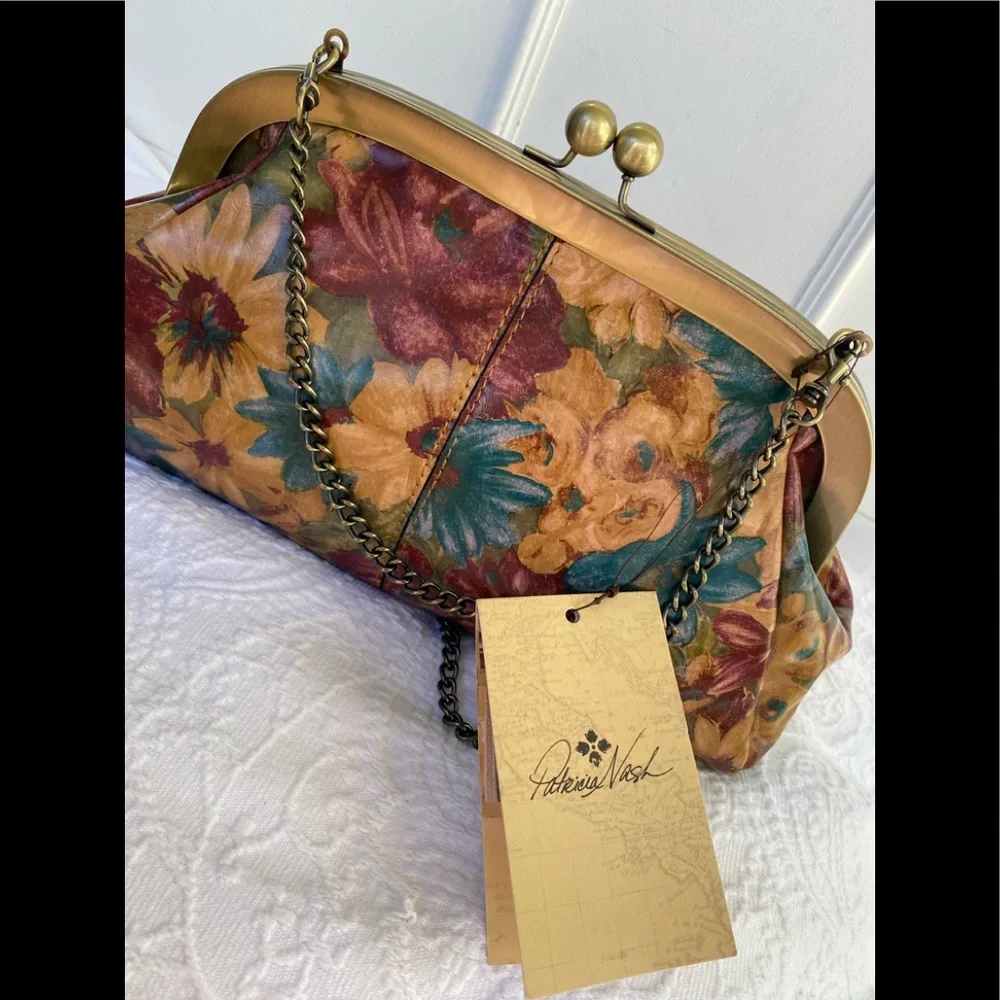 Patricia Nash*Fresco Bouquet* Mia Frame• Kiss Lock•Satchel•NWT - Picture 7 of 11